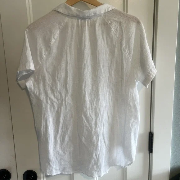 Madewell Shirt White Linen Gauze Short Sleeve Button Up Womens Medium - Picture 5 of 7